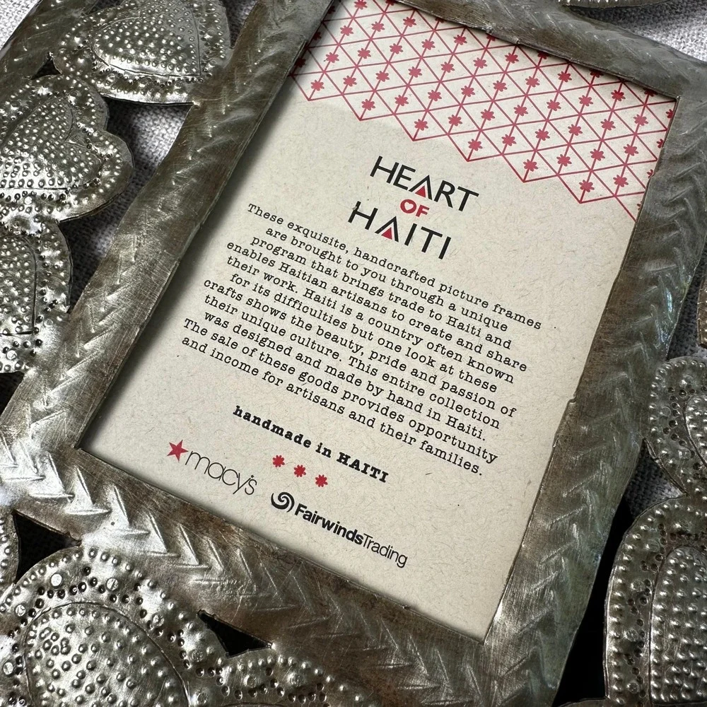 Heart of Haiti Macy's Haitian Metal Heart Picture Frame 4x6 Signed Simon